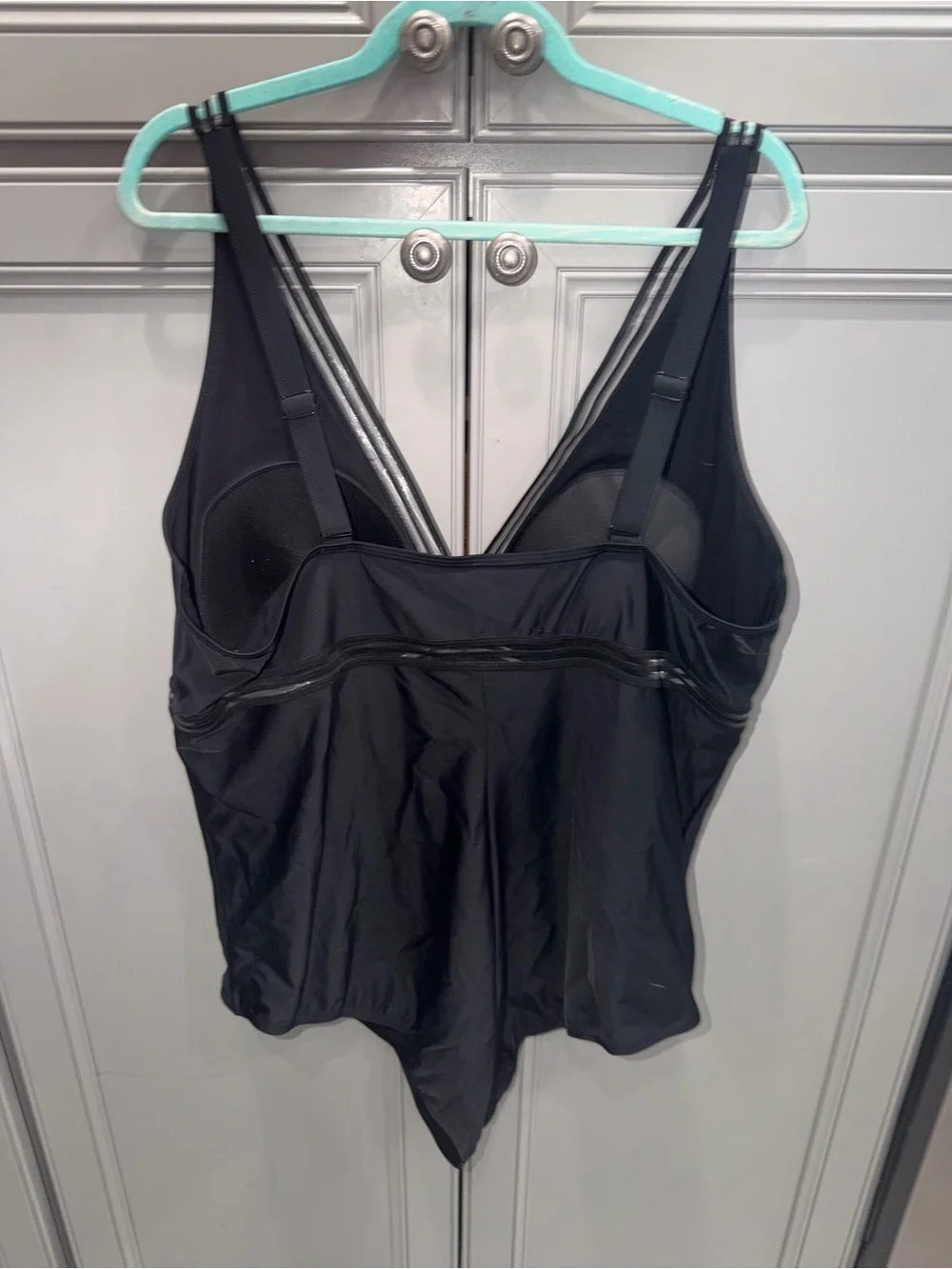 Torrid plus size Shadow Stripe Inset wireless one piece swimsuit black size 4X